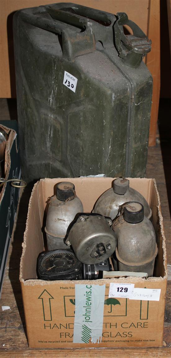 Spitfire parts, 3 American water bottles & jerry can